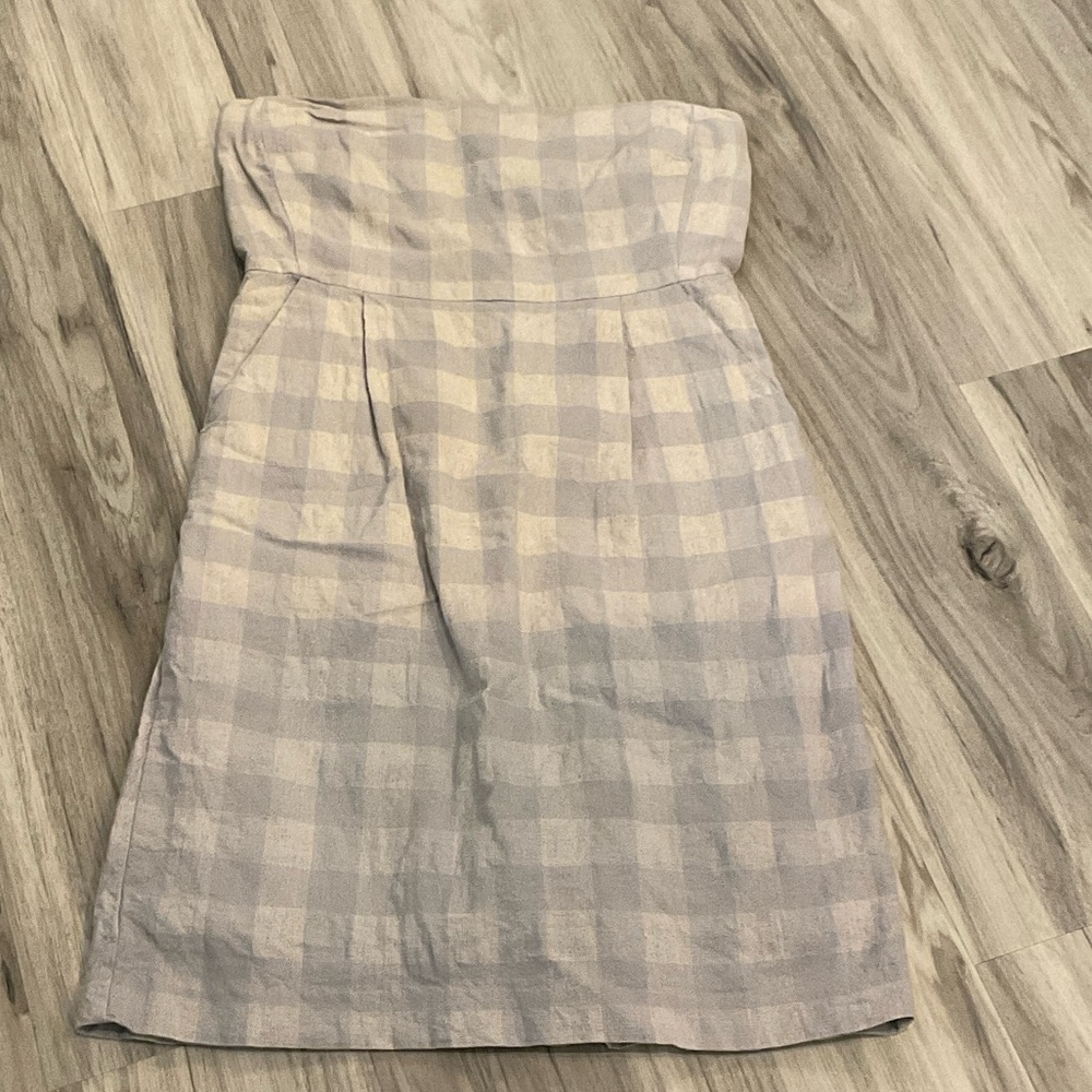 GAP Beige and Gray Checkered plaid Strapless Dress, Spring, Summer, Easter - Picture 8 of 8
